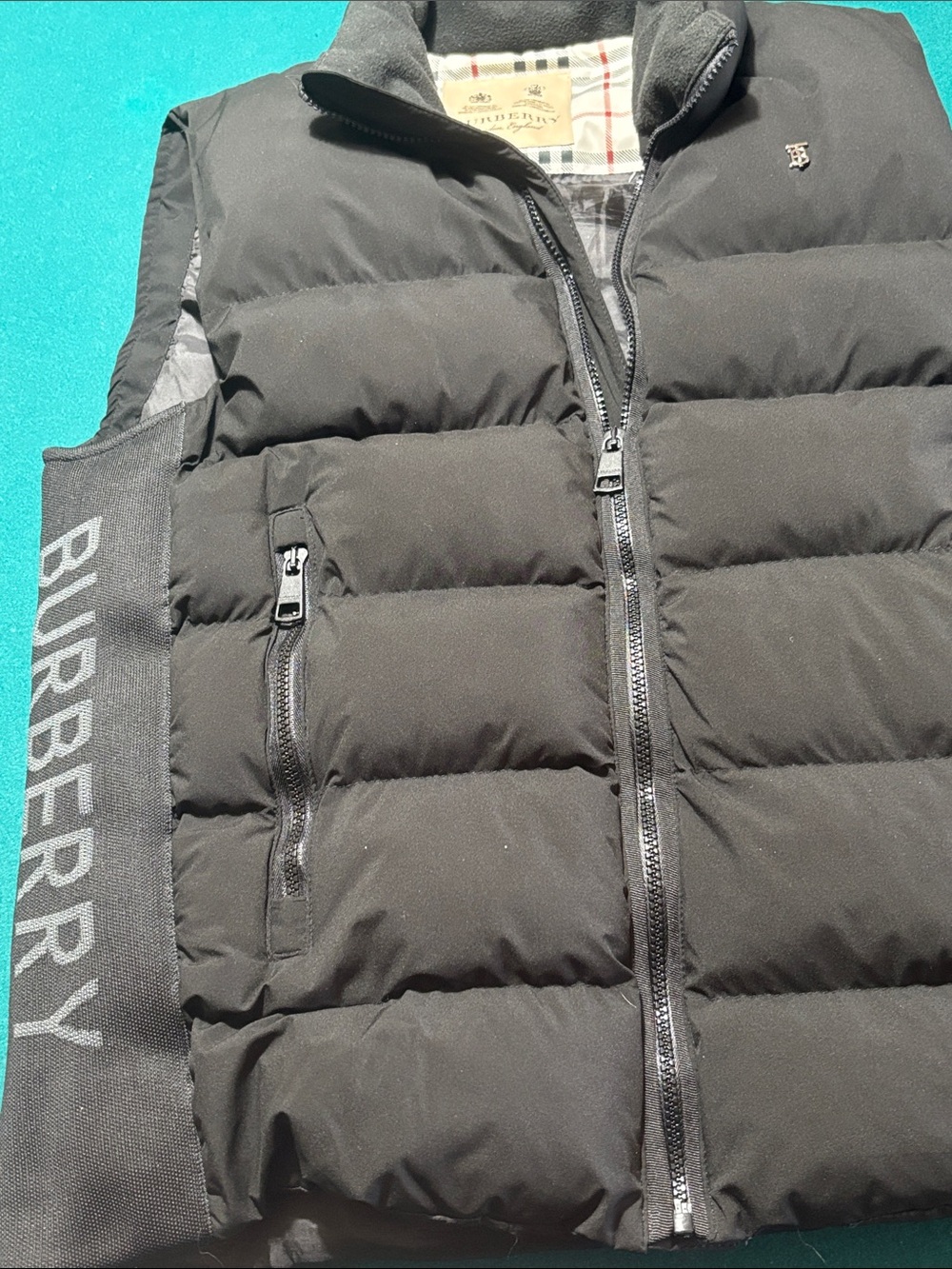 Burberry Black Quilted Puffer Vest with Logo Tape